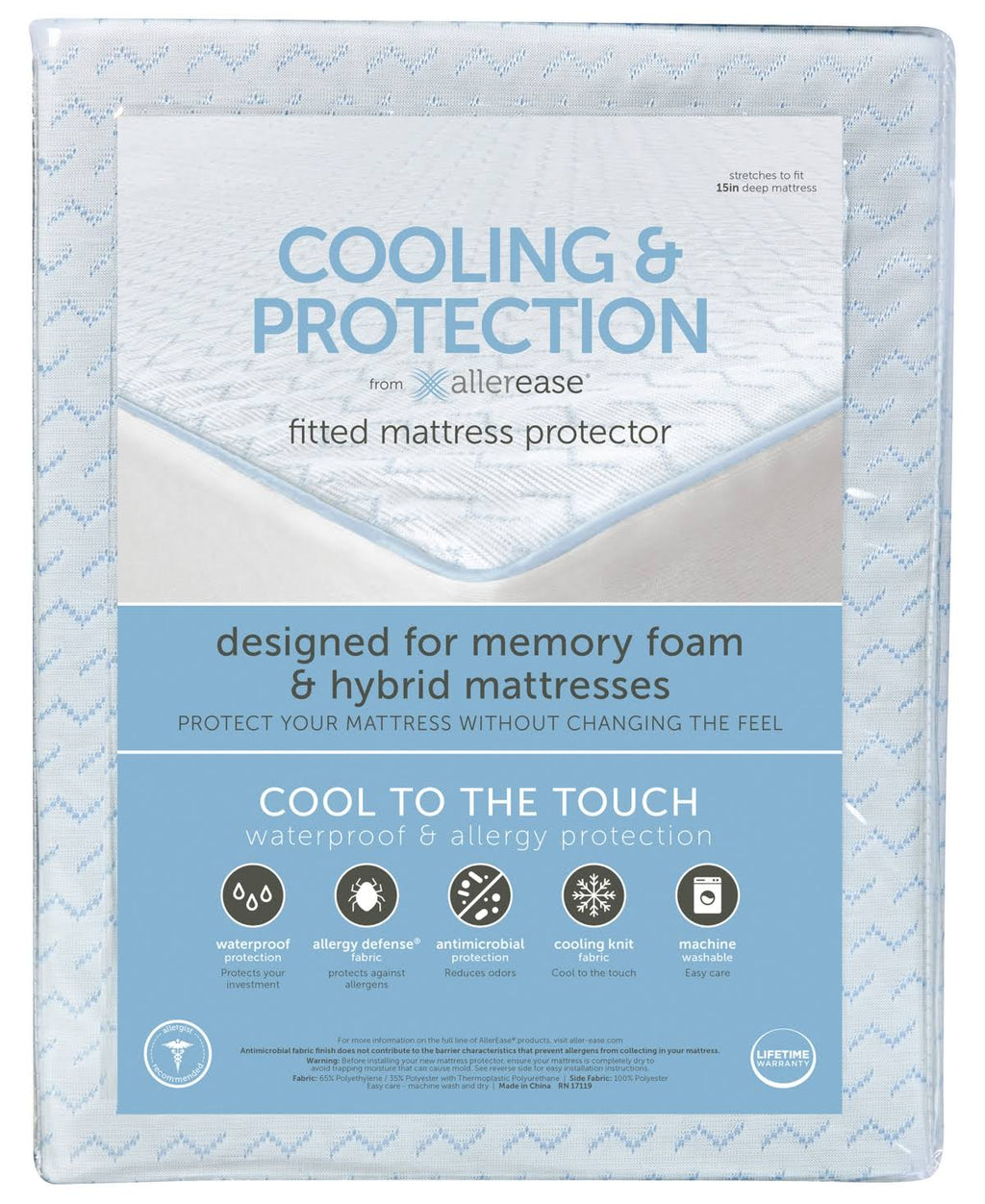 White Cal King Cooling Allergen Barrier Mattress Protector C85338