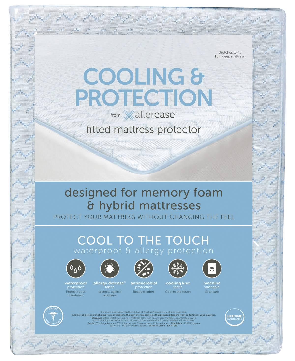White Cal King Cooling Allergen Barrier Mattress Protector C85338