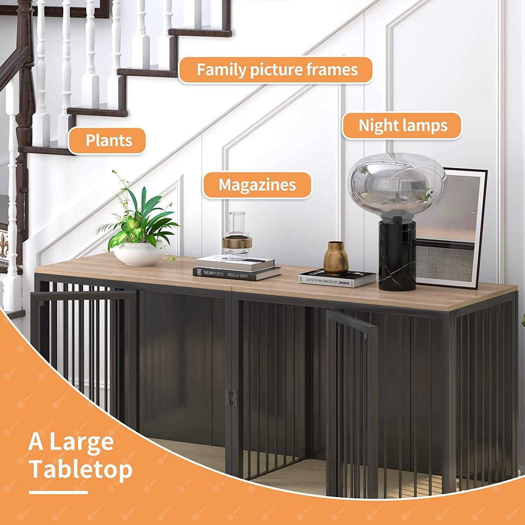 Wooden Dog Crate Table with Double Doors Y858