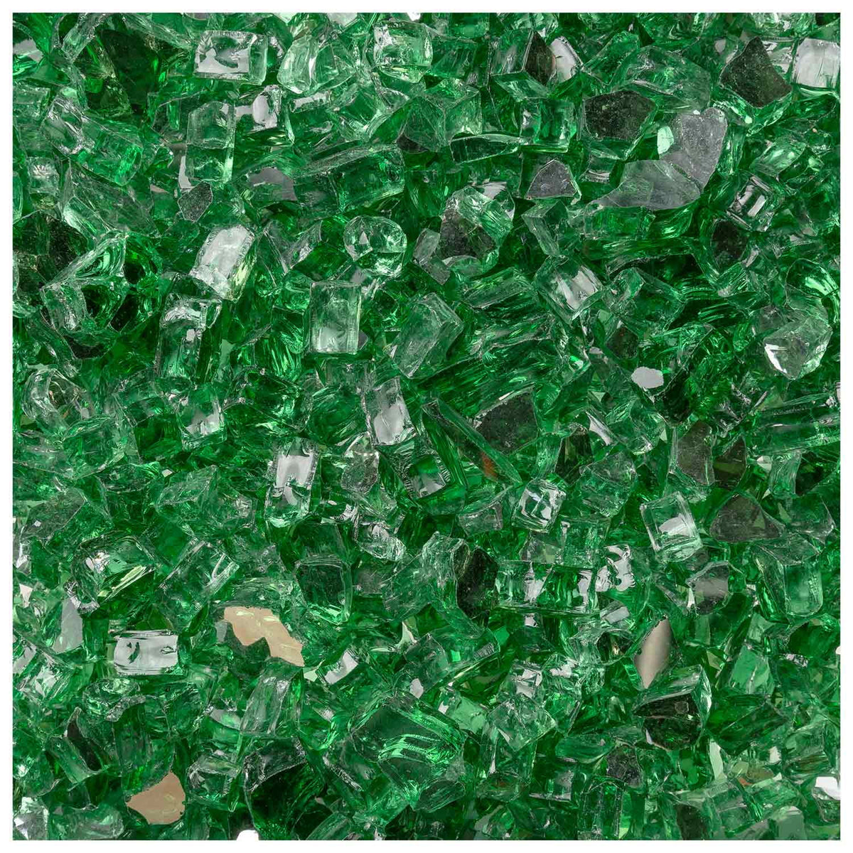 Green Reflective Tempered Fire Glass 1/2", 10 lb. Jar B781