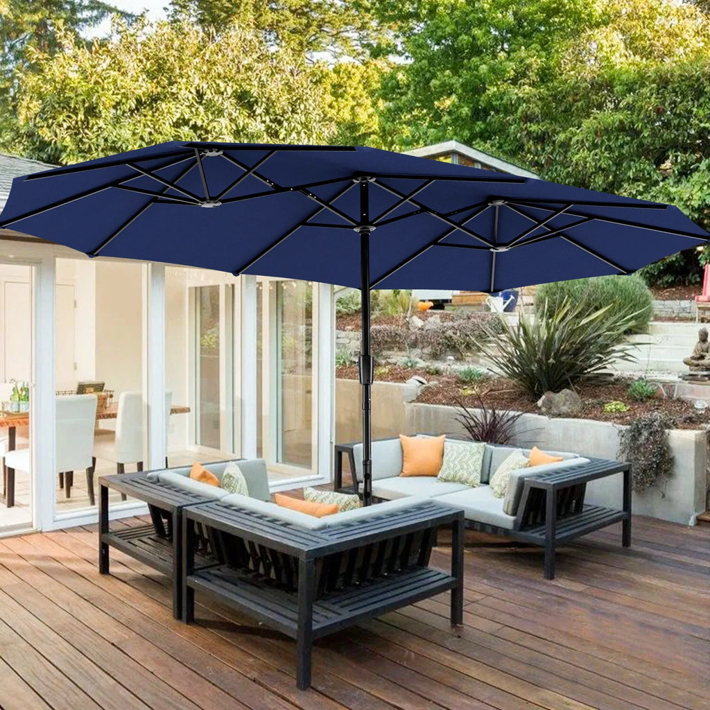 13FT Double Sided Patio Umbrella with Crank Handle I35815