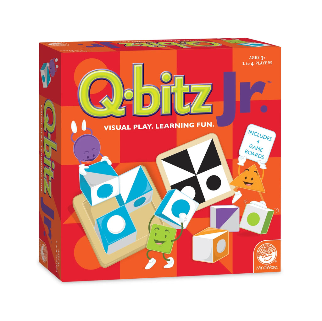 Q-bitz Jr. Game - 60 Pattern Cards, 4 Wooden Cube & Tray Sets N4539