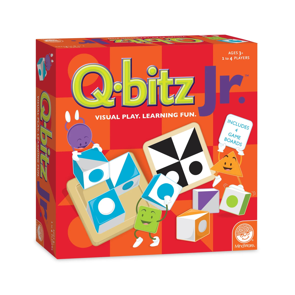Q-bitz Jr. Game - 60 Pattern Cards, 4 Wooden Cube & Tray Sets N4539