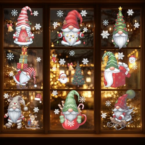 226 PCS White Snowflake Window Clings, 9 Sheets Double-Sided Reusable Decals O9434