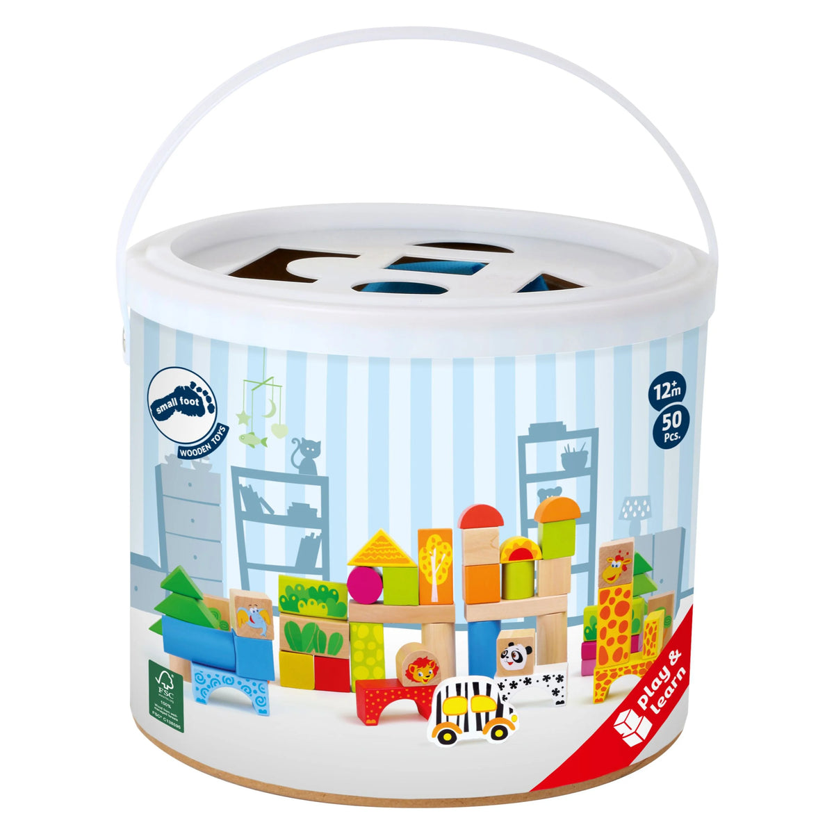 50 Piece Wooden Blocks Zoo Theme Playset O59449