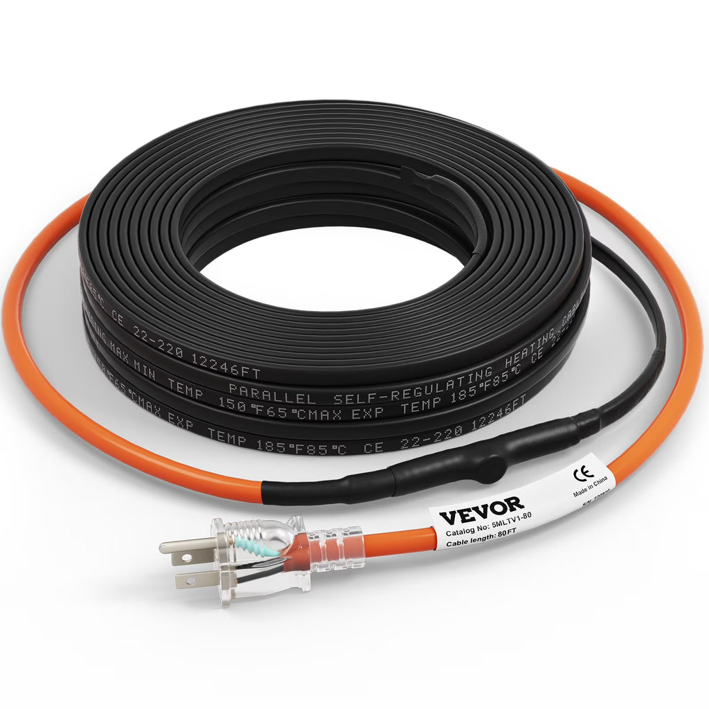 Self-Regulating Pipe Heating Cable, 80-feet 5W/ft, 120V M291396