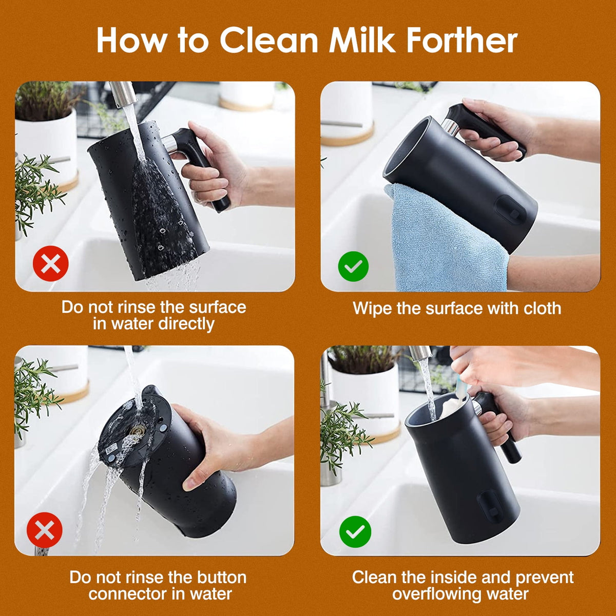 4 in1 Stainless Steel Electric Milk Frother O4893