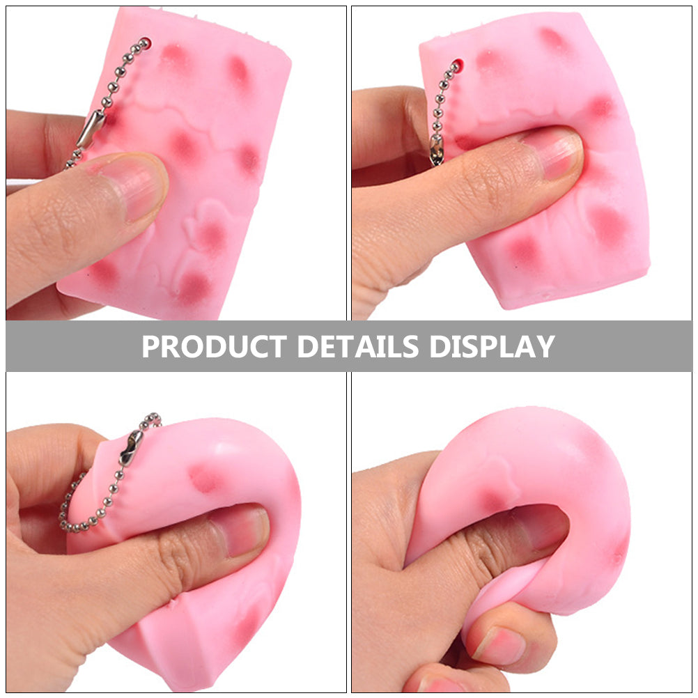 3 Pcs Squeeze Tofu Toy Cartoon Miniature Key Hanging Decor J6648
