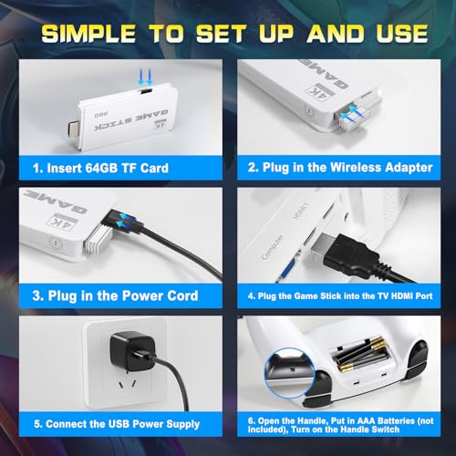64GB Retro Game Stick with 2 Wireless Controllers Z3825