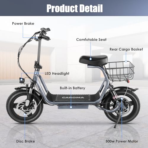 500W/800W/1200W Electric Scooter with Seat, 14" Fat Tire, Foldable Electric Scooter H633519