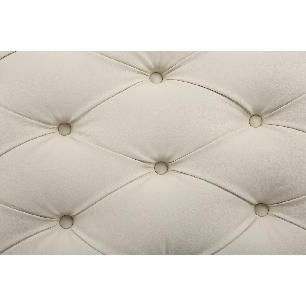 White PU Button Tufted Square Ottoman G5266