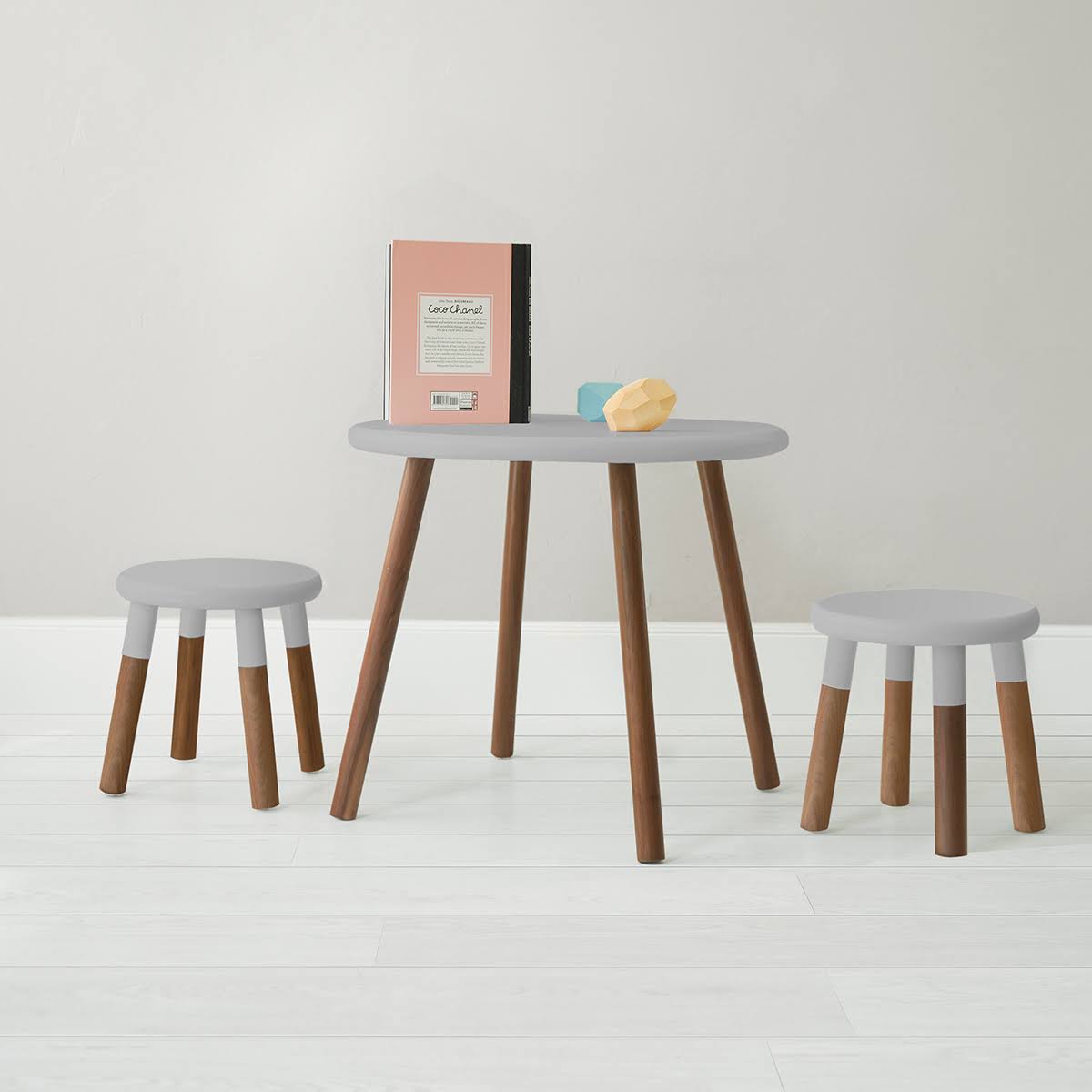 Kids Chair Set of 2 Walnut Deep Blue E188494