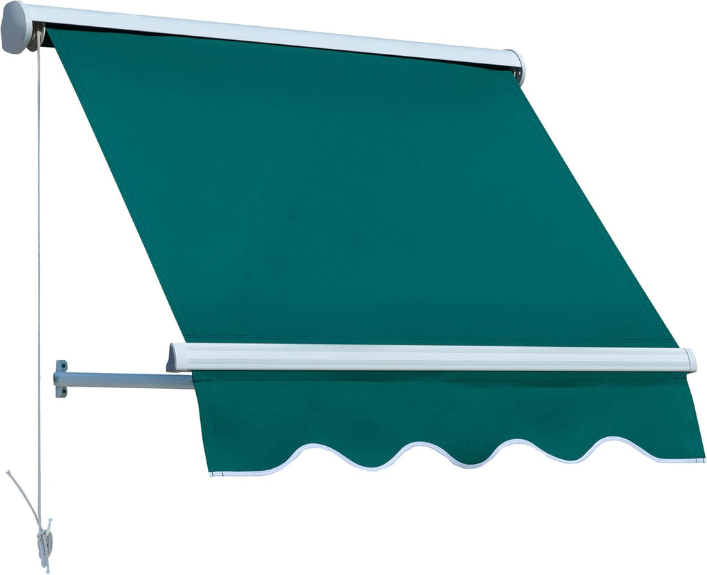 Green Manual Retractable Patio Window Awning V6314