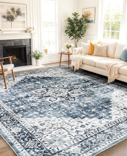 8x10 Washable Low-Profile Area Rug with Non-Slip Backing H338