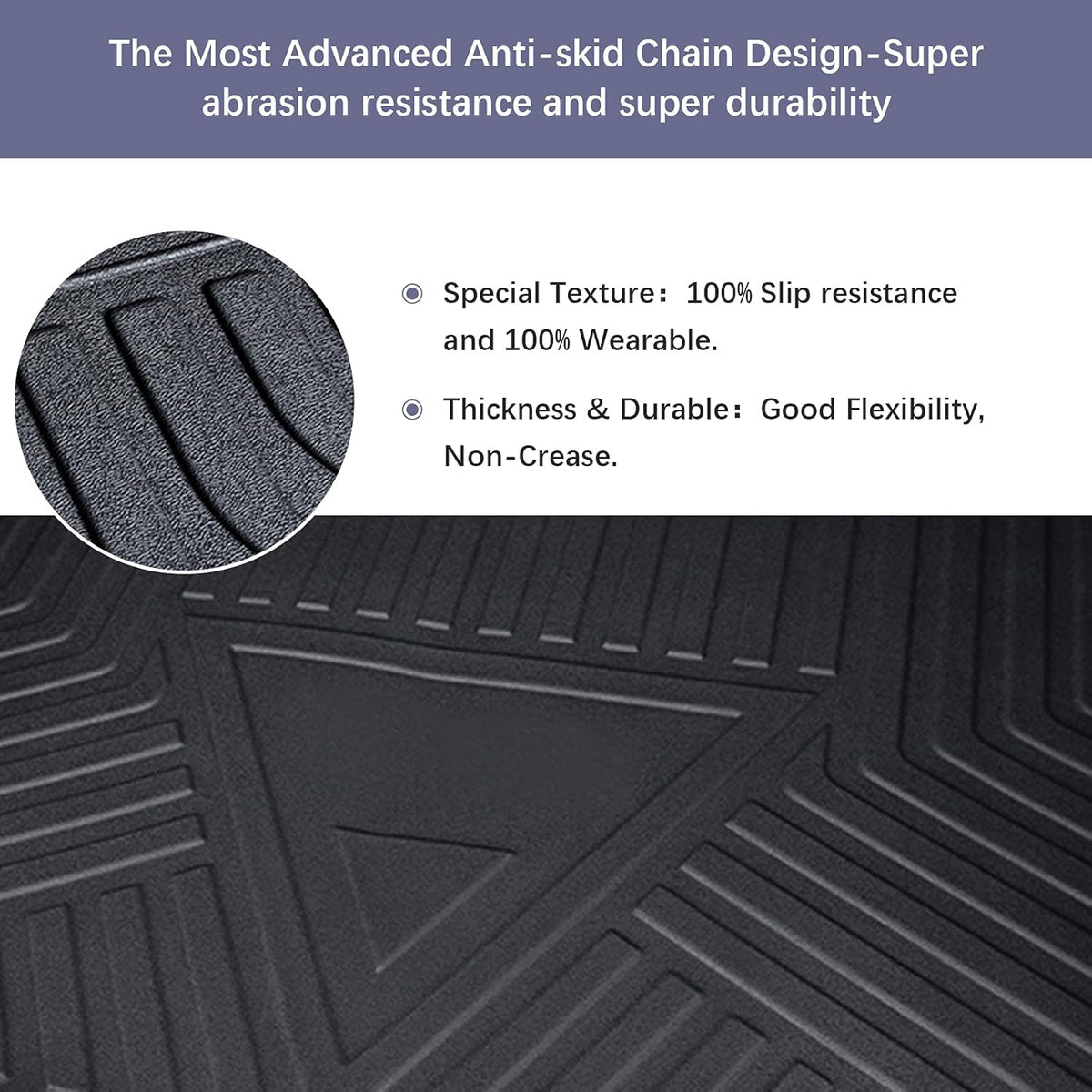 Black TPO All Weather Heavy Duty Waterproof Rear Cargo Tray Trunk Floor Mat Protector C763600