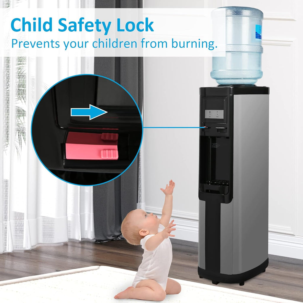 Black Stainless Steel Top Loading Water Cooler Dispenser for 3 & 5 Gallon Bottles D2457