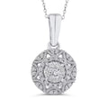 Diamond Cluster Halo Pendant Necklace in 10k White Gold V490950