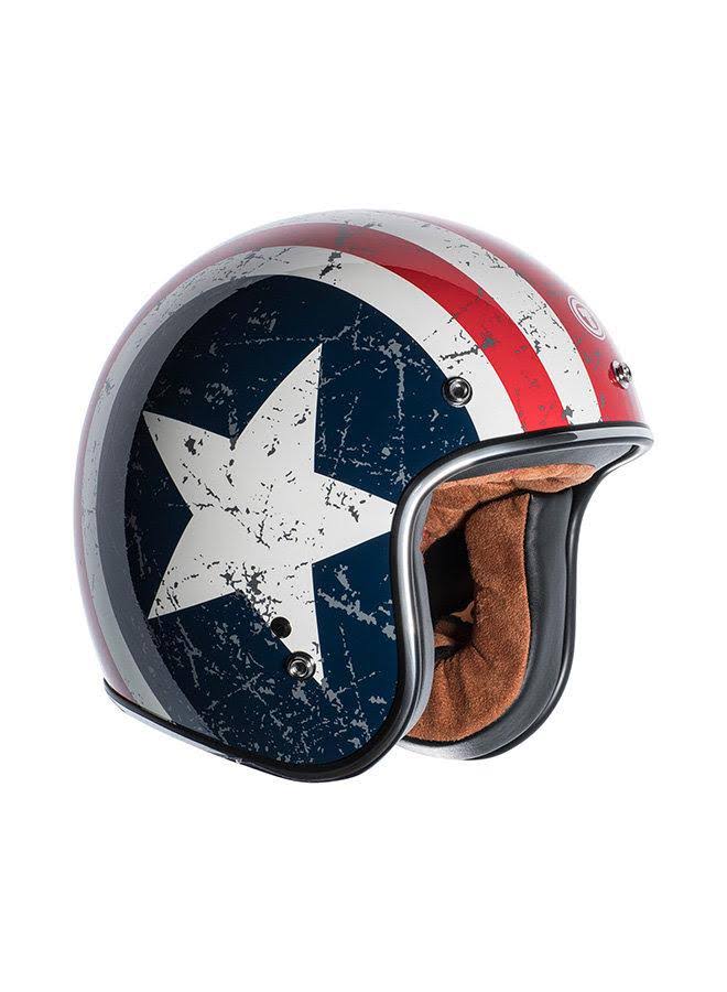 3/4 Helmet with Rebel Star Graphic (White, Medium) B3112