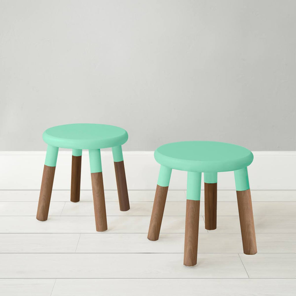 Kids Chair Set of 2 Walnut Deep Blue E188494