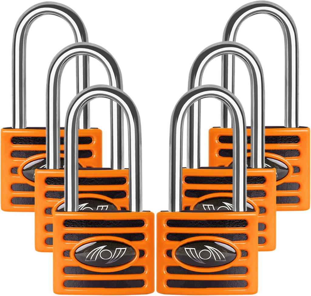 2.5 Inch Long Shackle Keyed Alike Padlocks 6 Pack Red Z47989