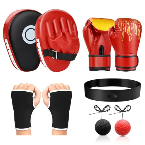 4-in-1 Kids Boxing Gloves and Punching Mitts Set with Hand Wraps V26068