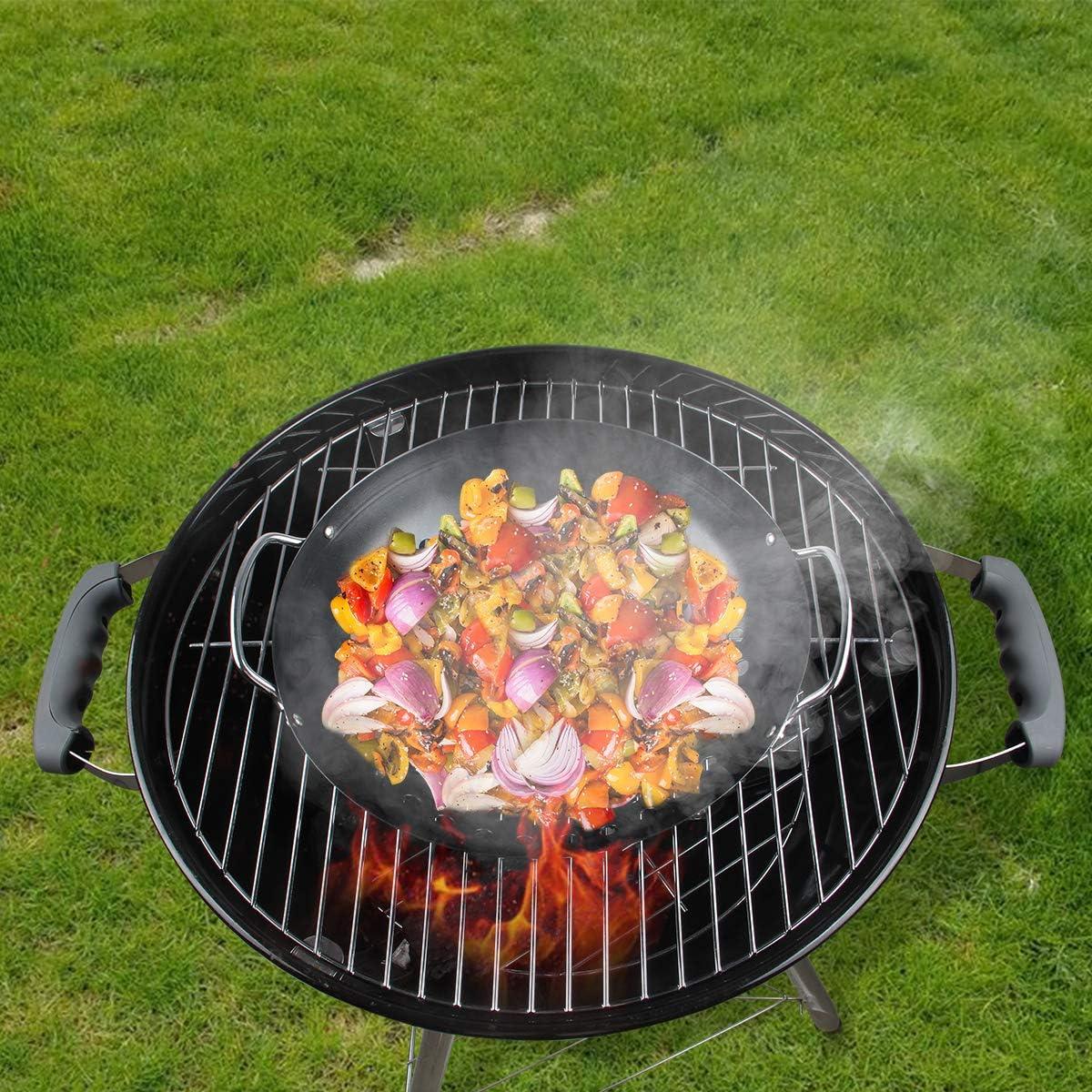 Round Grill Wok with Handle BBQ Accessory E563