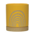 Yellow Stoneware Planter with Saucer, Set of 2 R5092