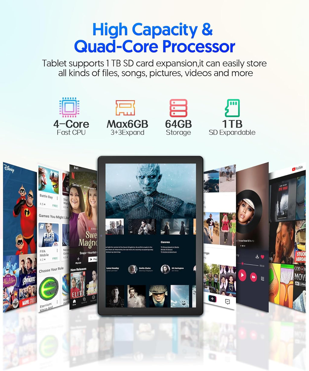 6GB RAM 64GB ROM 10 inch Android Tablet with Keyboard X84547