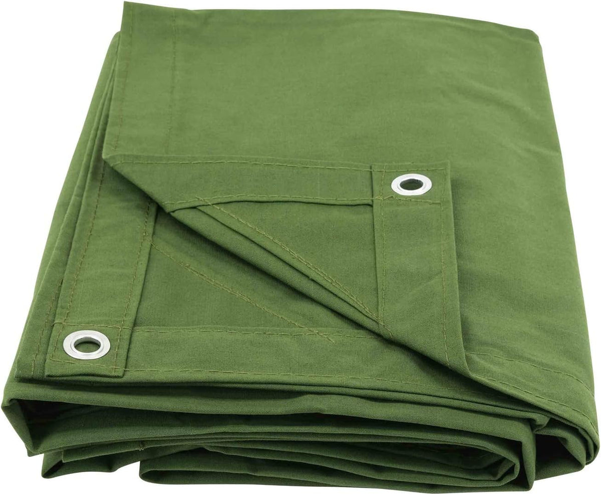 Green Canvas Tarp 12oz Heavy Duty Water Resistant 10' x 16' Pack of 2 T289062