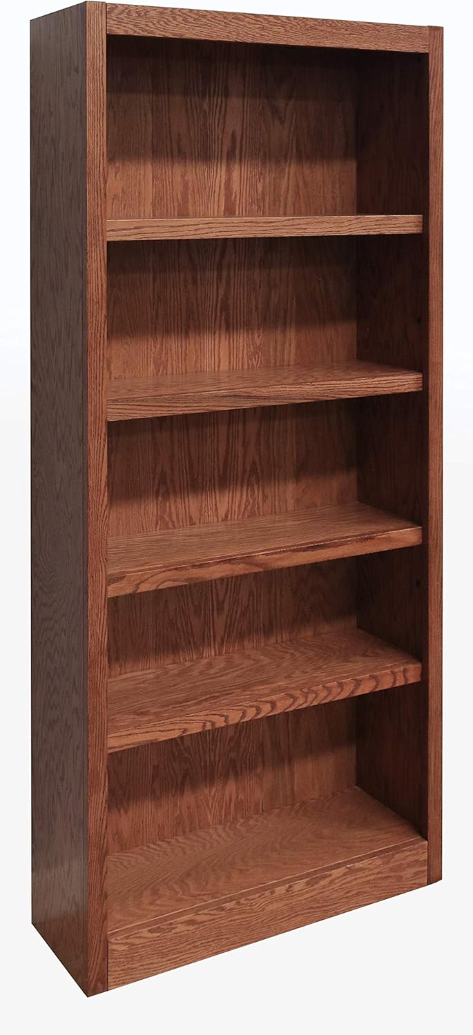 Five Shelf Bookcase 72" H Dry Oak Finish N803