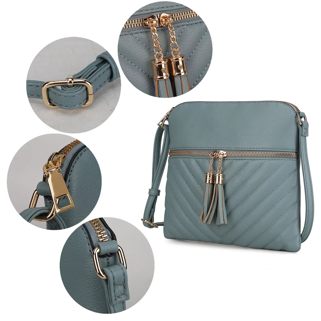 Brown Vegan Leather Medium Crossbody Handbag R513