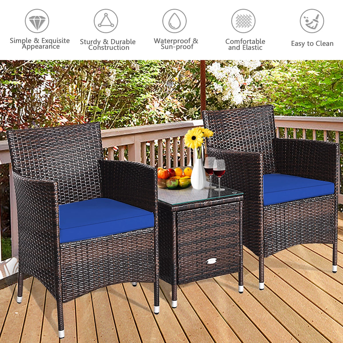 3 PCS Rattan Wicker Furniture Set G512056