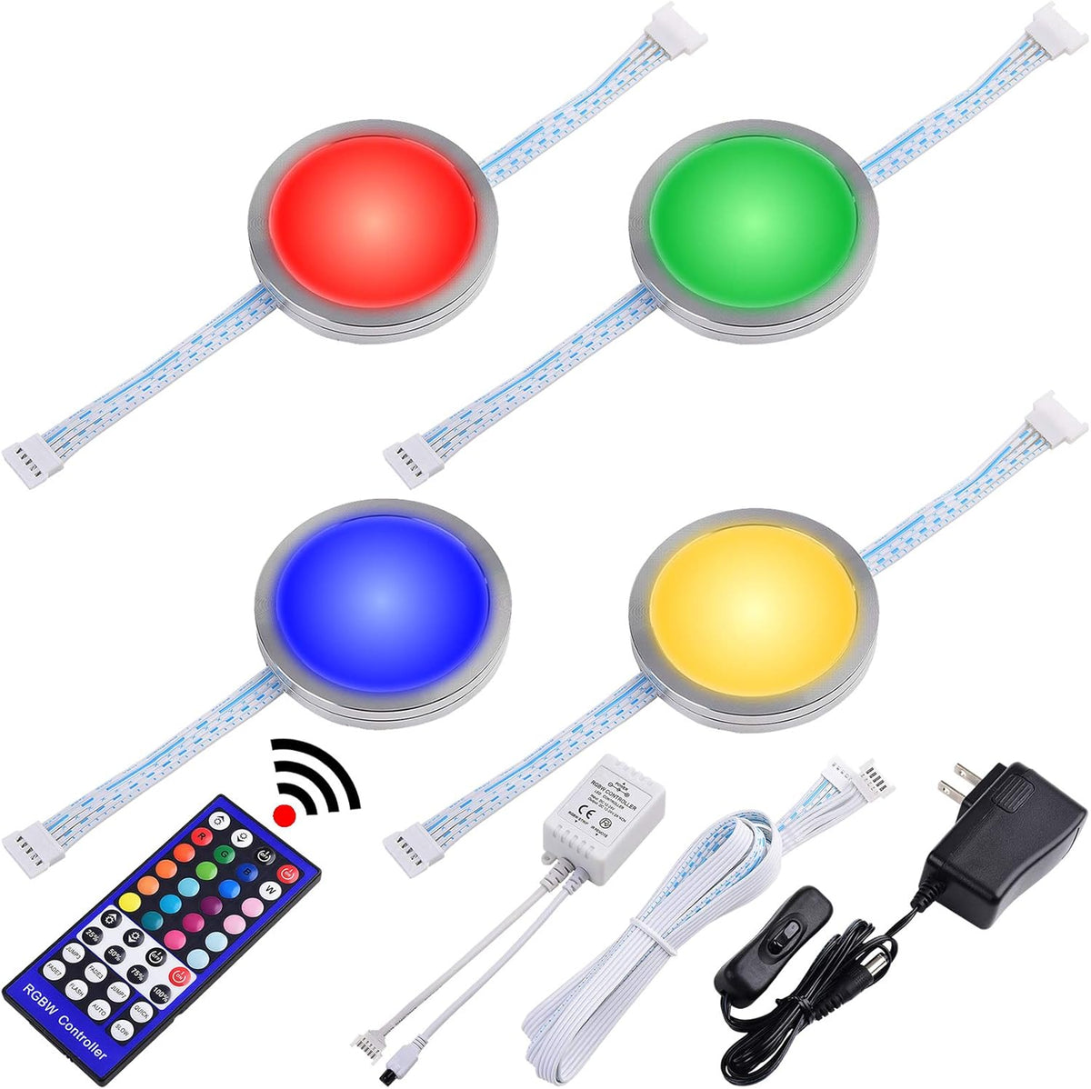 RGBWW Under Cabinet LED Puck Light Kit, 6 Lights Pack of 2 M3278