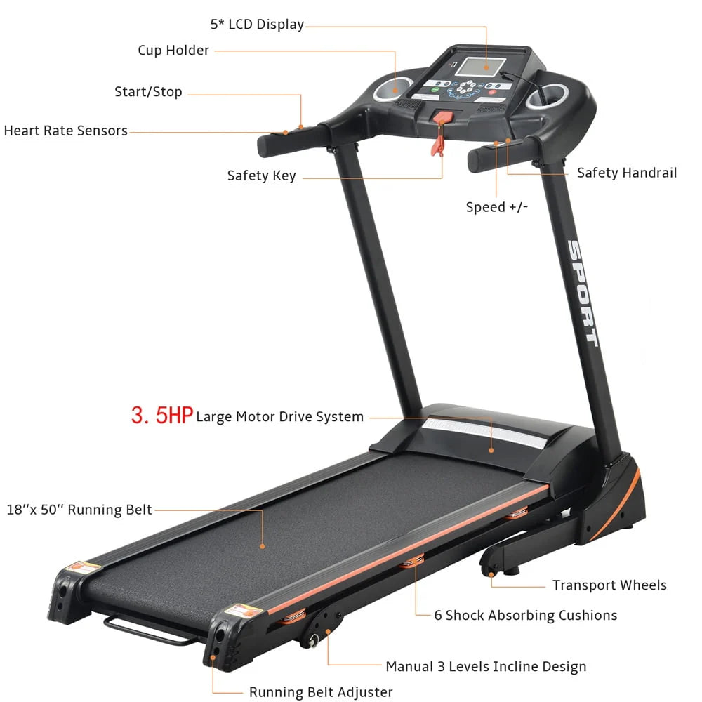 Folding Electric Treadmill with Incline D1042