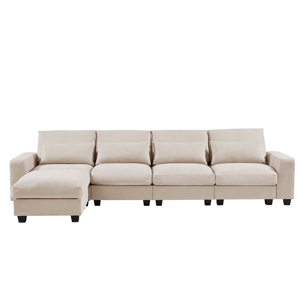 Modern L-Shape Feather Filled Sectional Sofa with Reversible Chaise Z59464