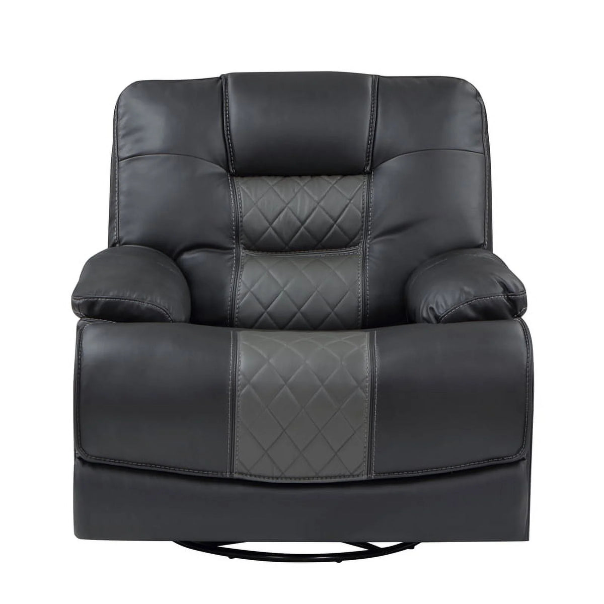 Gray Faux Leather Swivel Glider Reclining Chair D190