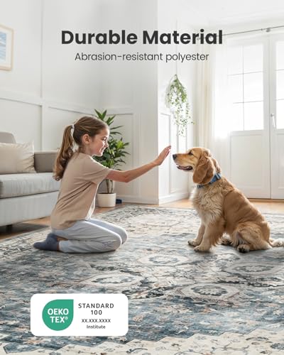 8x10 Washable Low-Profile Area Rug with Non-Slip Backing H338