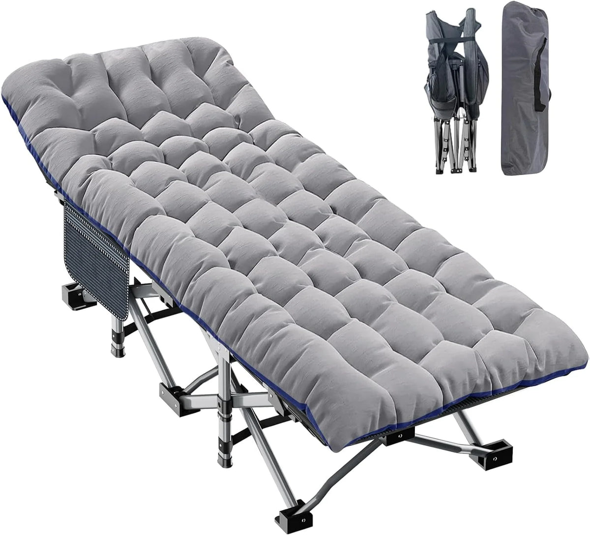 2 Pack Folding Camping Cot with Mattress and Carry Bag V9055