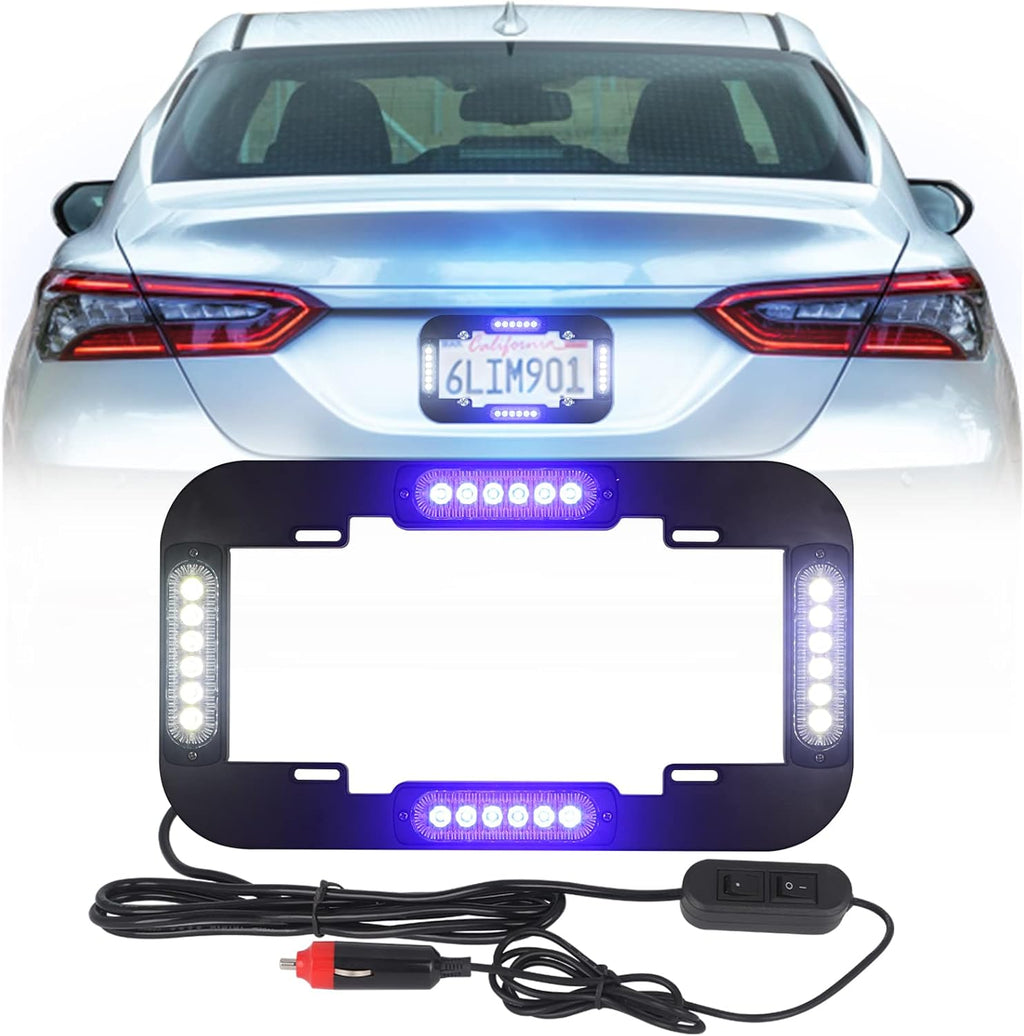 Red and Blue 13.5 inch 24 LED License Plate Strobe Lights Pack of 2 P33908