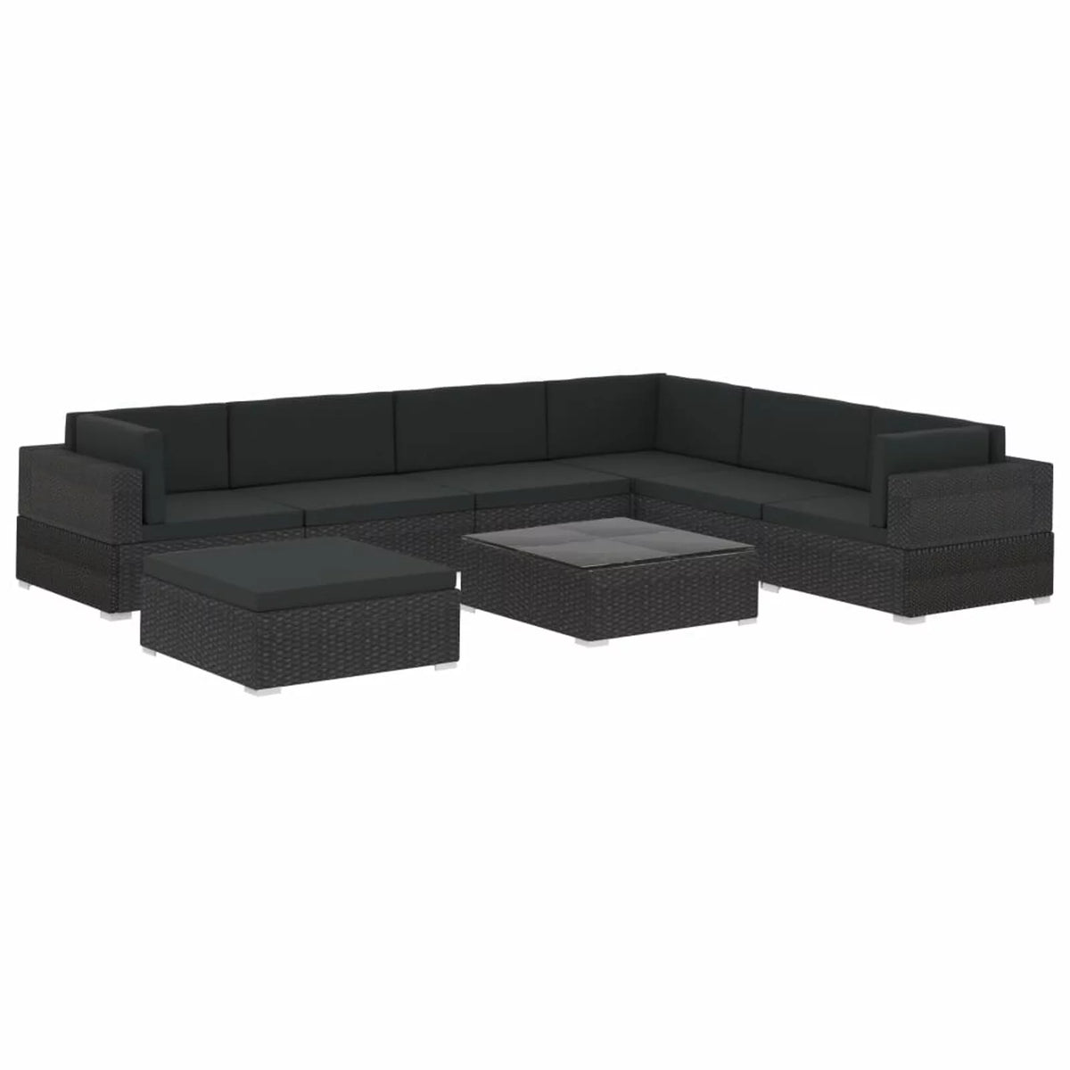 8 Piece Poly Rattan Patio Lounge Set with Cushions H64597