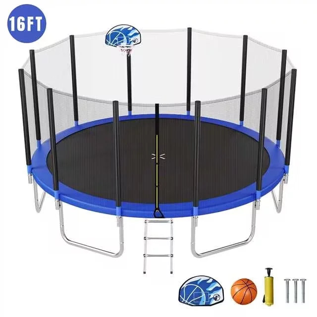 16FT Trampoline with Enclosure, Ladder, Basketball Hoop X1262