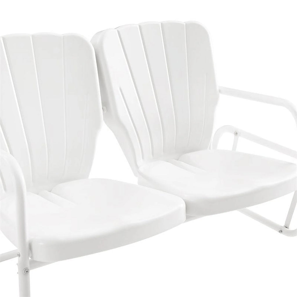 Metal Outdoor Loveseat Glider in White U675