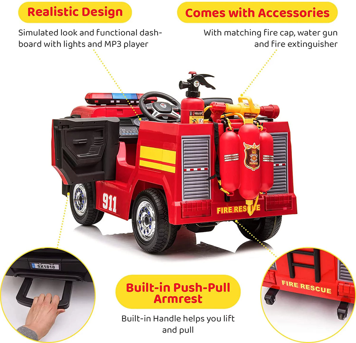 12V Battery Powered Ride On Fire Truck S2049
