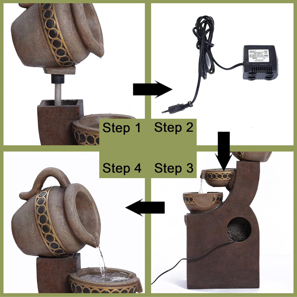 5 Tiered Polyresin Outdoor Water Fountain J28919