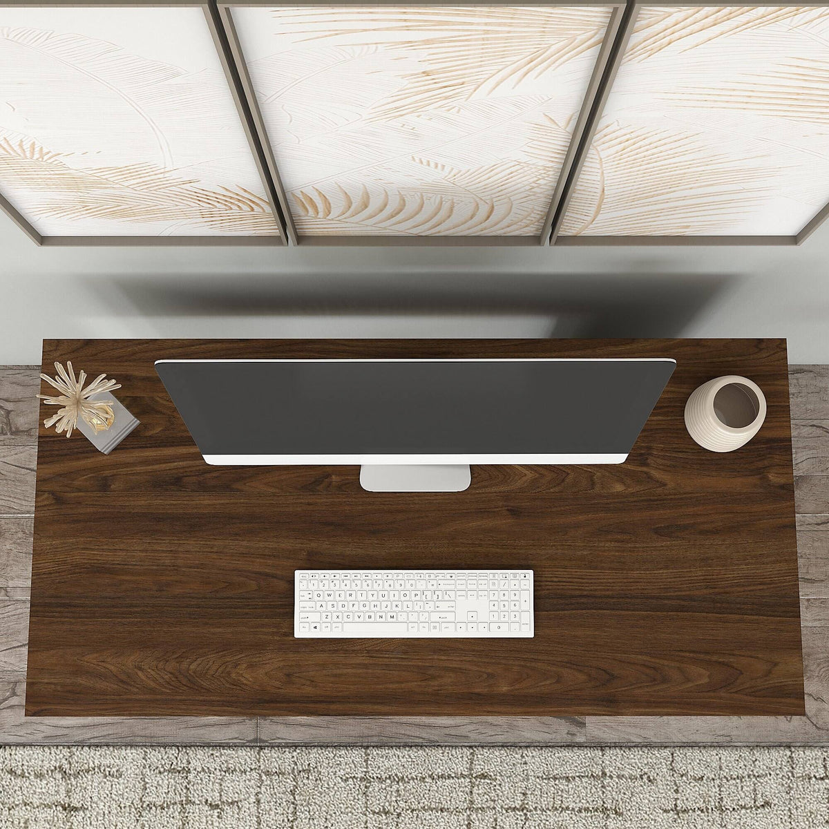 48W Writing Desk with Lateral File Cabinet Pure White N25377