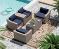 6 Piece Modular Outdoor Wicker Patio Conversation Sofa Set F77076