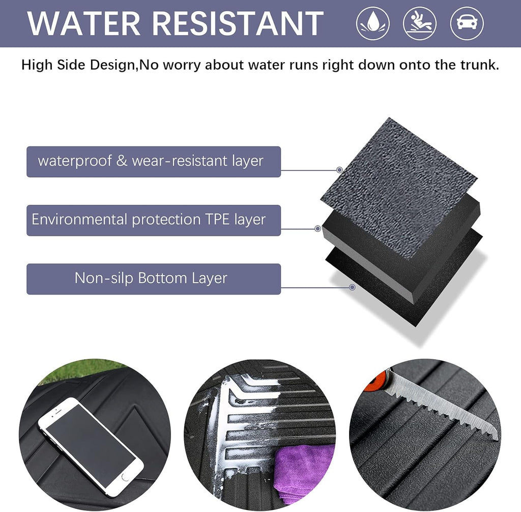 Black TPO All Weather Heavy Duty Waterproof Rear Cargo Tray Trunk Floor Mat Protector C763600