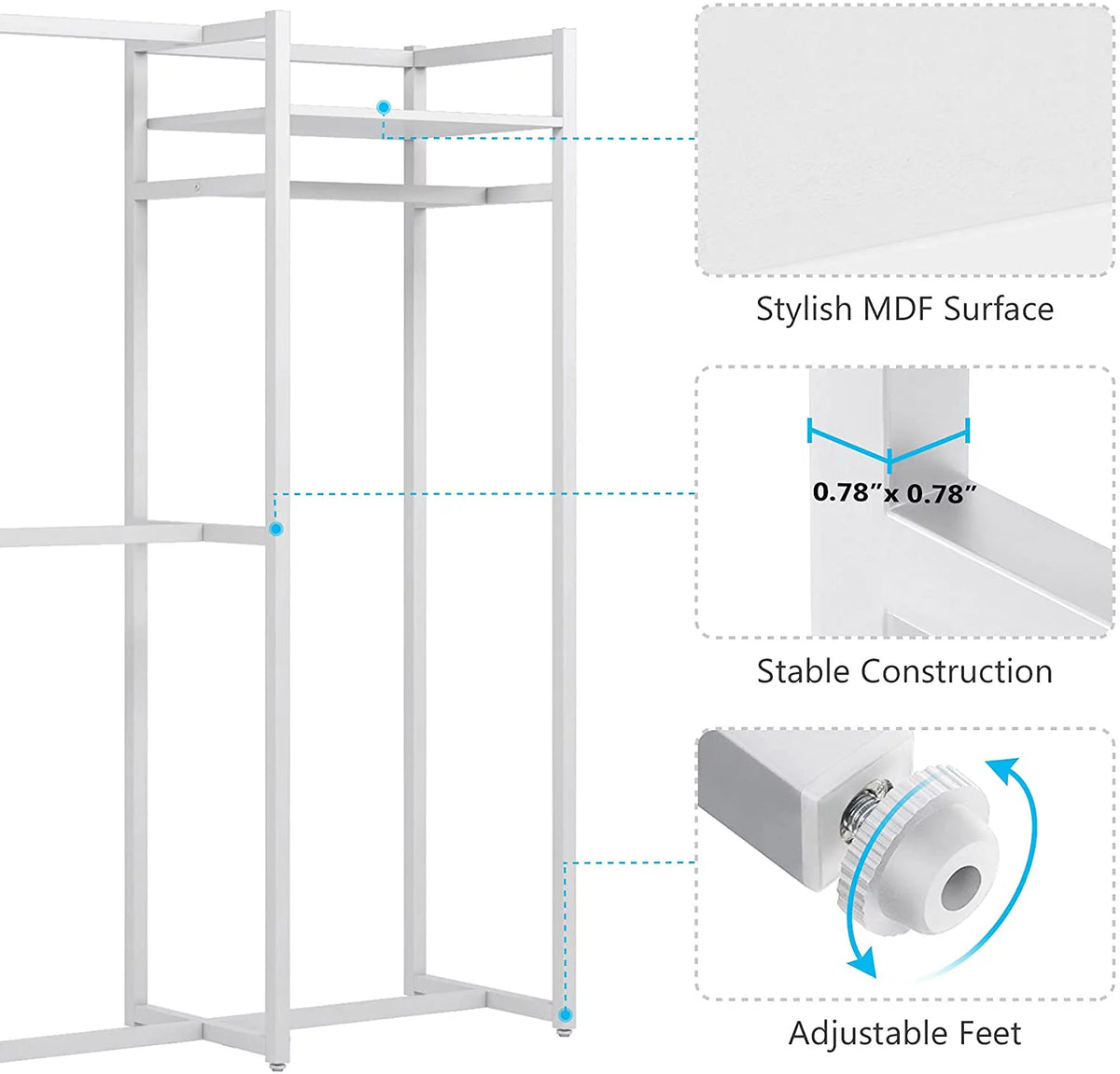 Heavy Duty Free Standing Clothes Rack with Shelves and Hanging Rod G354