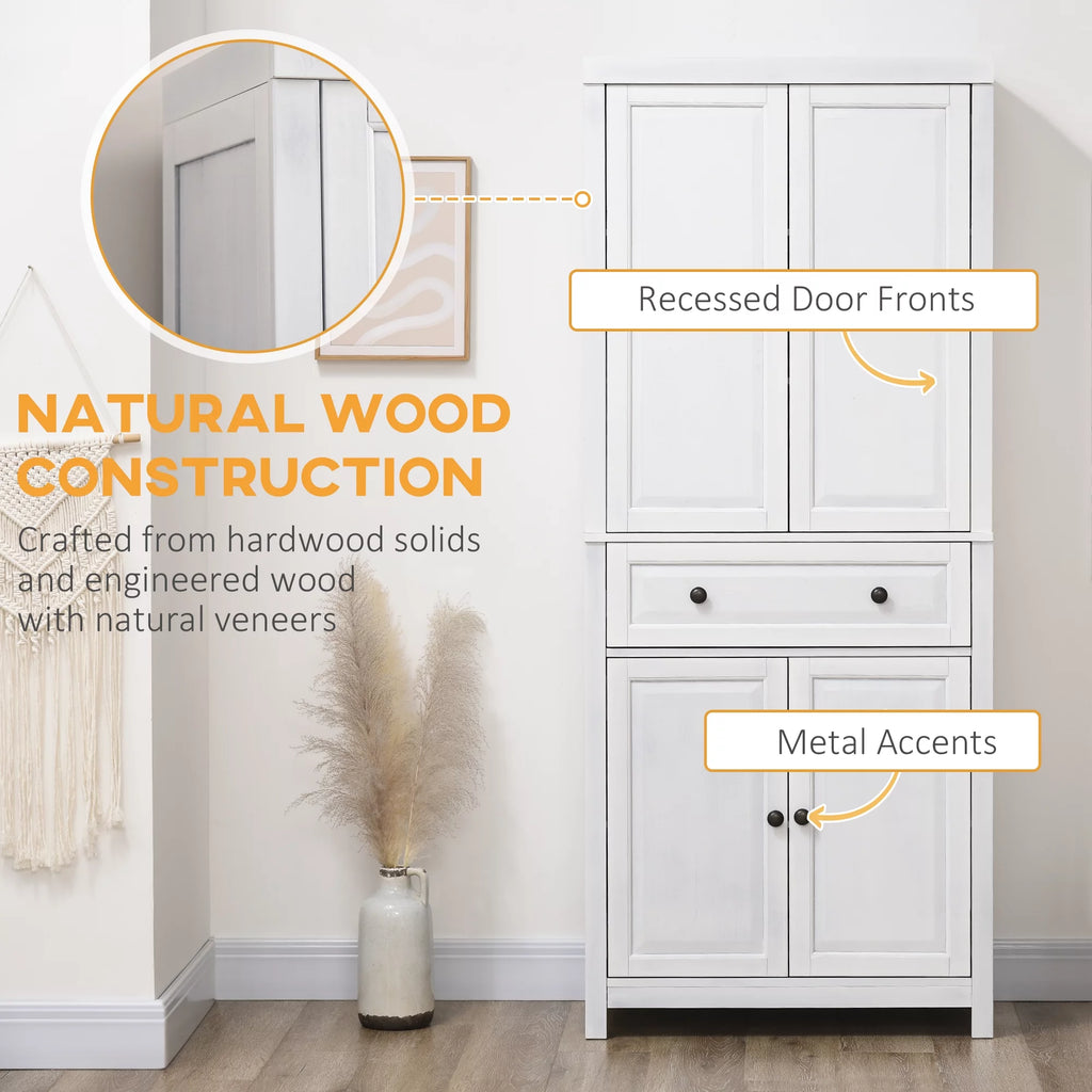 White Pinewood Kitchen Pantry Storage Cabinet G9014