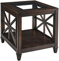 Rustic Brown End Table with Tempered Glass F384